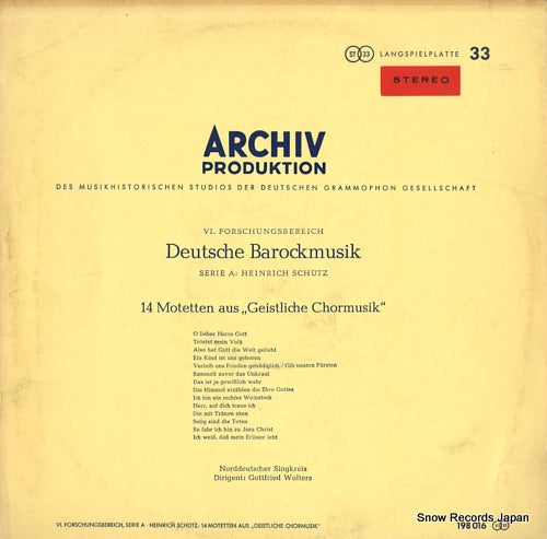 WOLTERS, GOTTFRIED schutz; deutsche barockmusik 198016