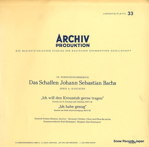 RISTENPART, KARL bach; kantaten "ich will den kreuzstab gerne tragen" 14004