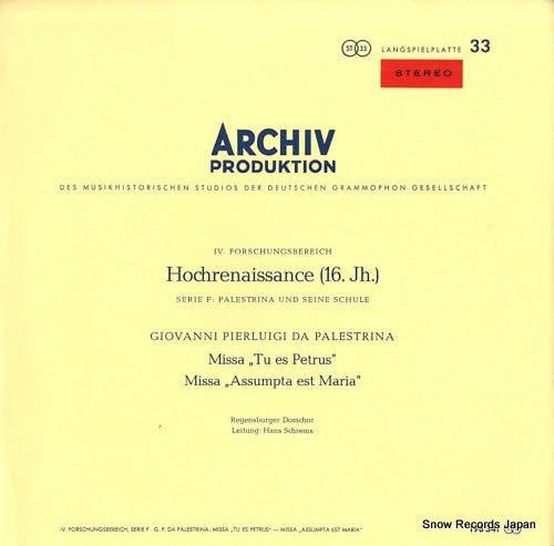 SCHREMS, HANS palestrina; missa "tu es petrus" 198341