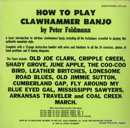 FELDMANN, PETER how to play clawhammer banjo STI-104