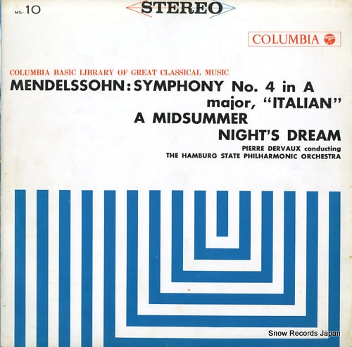 DERVAUX, PIERRE mendelssohn; symphony no.4 "italian" MS-10
