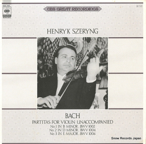 SZERYNG, HENRYK bach; partitas for violin unaccompanied 20AC1912