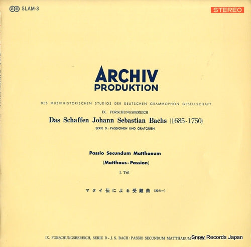 RICHTER, KARL bach; passio secundum matthaeum SLAM-3