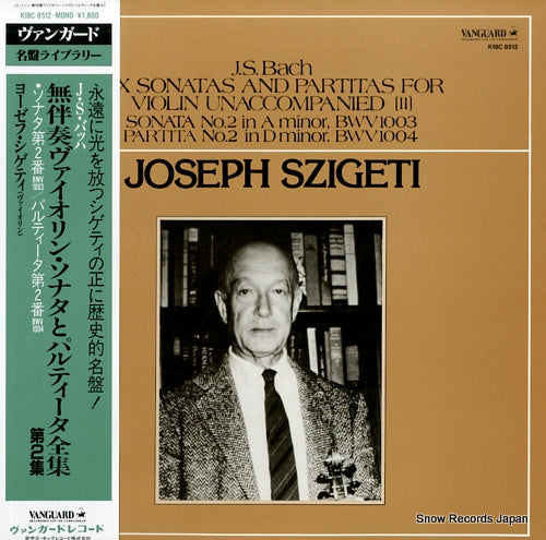 SZIGETI, JOSEPH bach; six sonatas and partitas for violin unaccompanied ii K18C-8512