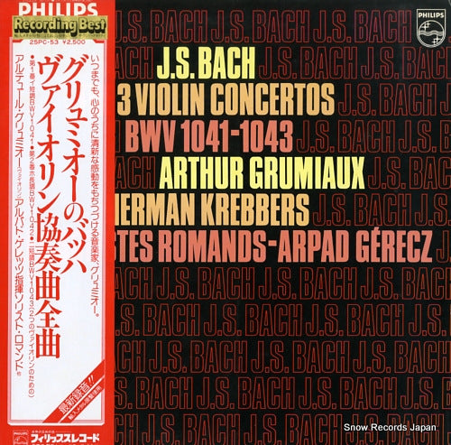 GRUMIAUX, ARTHUR bach; violin concerto in a minor 25PC-53