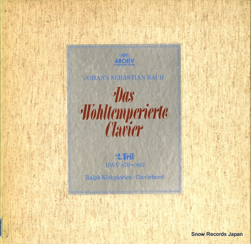 KIRKPATRICK, RALPH bach; das wohltemperierte klavier 2. teil bwv870-893 198446/48/2710007