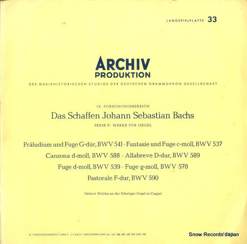 WALCHA, HELMUT bach; praludium und fuge g-dur, bwv541 14159