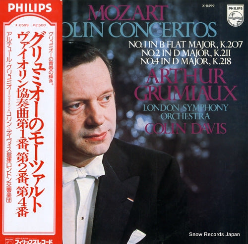 GRUMIAUX, ARTHUR mozart; violin concertos no.1, 2, 4 X-8599