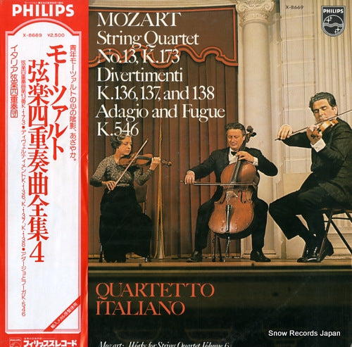 QUARTETTO ITALIANO mozart; string quartet no.13, k.173 X-8669