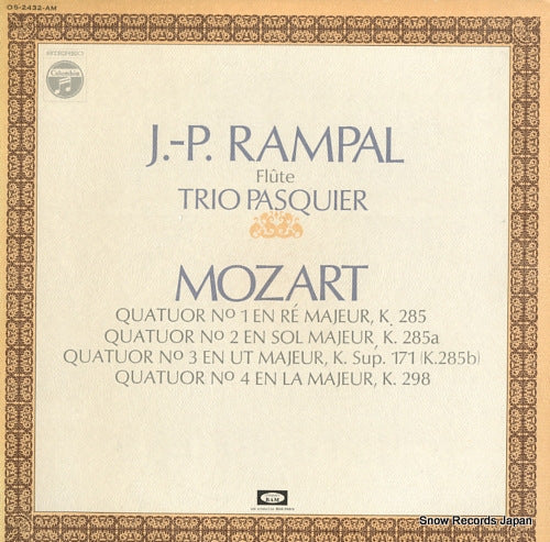 RAMPAL, JEAN-PIERRE mozart; quatuor no.1 en re majeur, k.285 OS-2432-AM