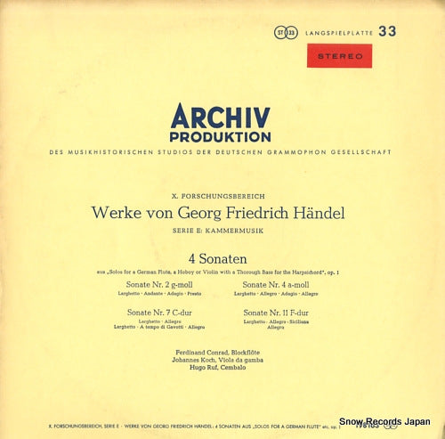 RUF, HUGO handel; 4 sonaten 198163