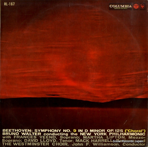 WALTER, BRUNO beethoven; symphony no.9 "choral" RL-167