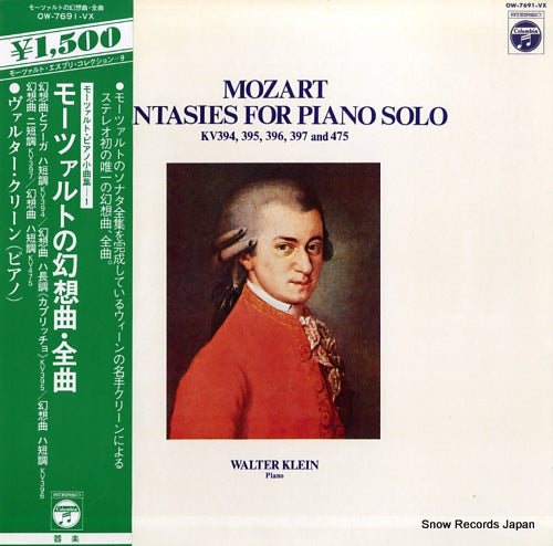 KLEIN, WALTER mozart; fantasies for piano solo OW-7691-VX