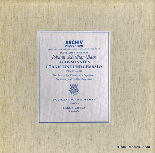 SCHNEIDERHAN, WOLFGANG bach; sechs sonaten fur violine und cembalo 198381/82