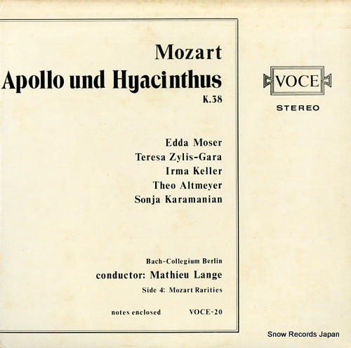 LANGE, MATHIEU mozart; apollo und hyacinthus k.38 VOCE-20