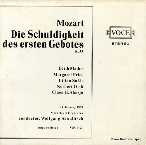 SAWALLISCH, WOLFGANG mozart; die schuldigkeit des ersten gebots kv35 VOCE-21