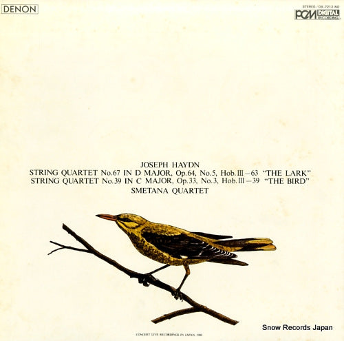 SMETANA QUARTET haydn; string quartet no.67 "the lark" OX-7212-ND