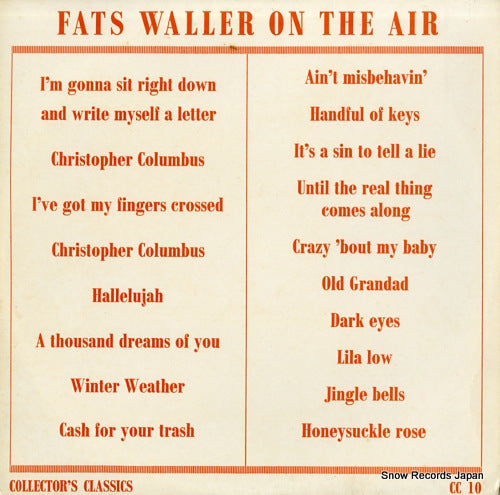 WALLER, FATS fats waller on the air CC10
