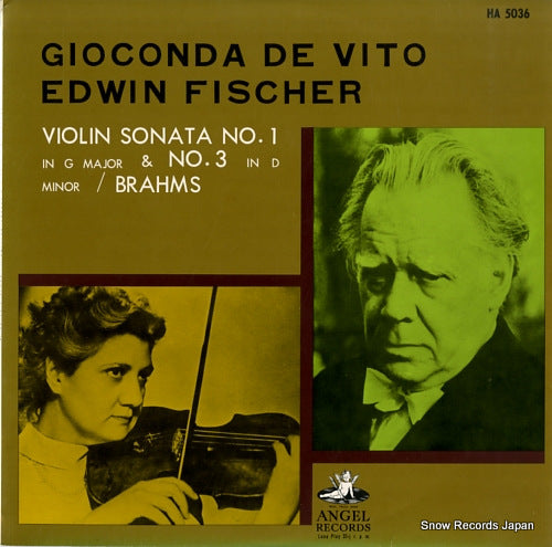 DE VITO, GIOCONDA / EDWIN FISCHER brahms; violin sonata no.1 in g major,op78 HA5036