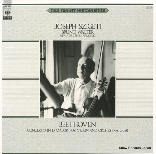 SZIGETI, JOSEPH beethoven; concerto in d major for violin and orchestra,op.61 20AC1905