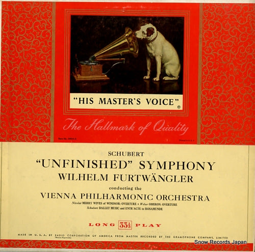 FURTWANGLER, WILHELM schubert; "unfinished" symphony LHMV1020