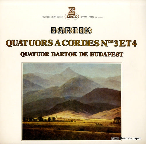 QUATUOR BARTOK DE BUDAPEST bartok; les six quatuors a cordes nos 3 et 4 ERA-2055