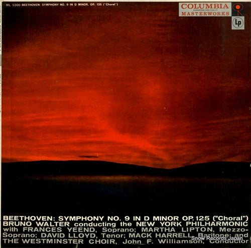 WALTER, BRUNO beethoven; symphony no.9 in d minor op.125 "choral" ML5200