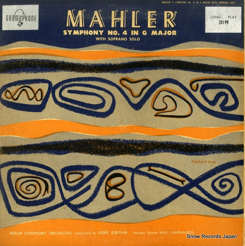 RUBAHN, GERD mahler; symphony no.4 in g major with soprano solo GRAMOPHONE20199