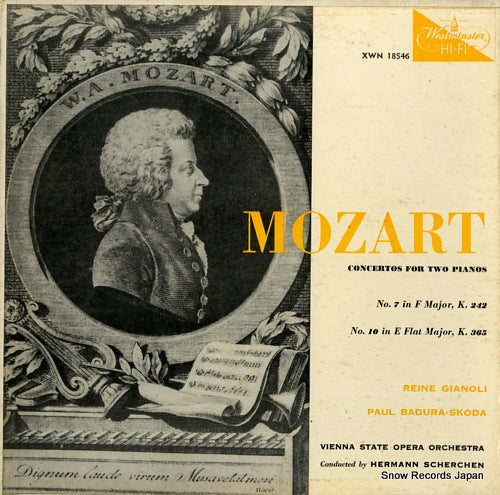 SCHERCHEN, HERMANN mozart; concertos for two pianos XWN-18546