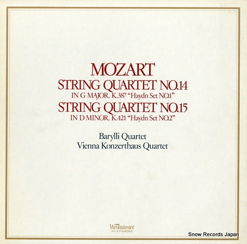 BARYLLI QUARTET mozart; string quartet no.14 in g major, k.387 "haydn set no.1" VIC-5374
