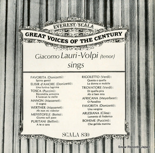 LAURI-VOLPI, GIACOMO great voices of the century SCALA830 / SC830