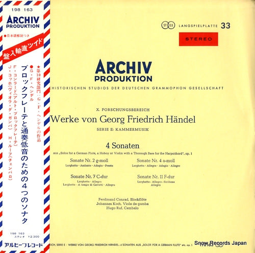 RUF, HUGO handel; 4 sonaten 198163