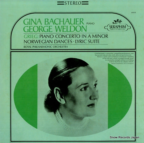 BACHAUER, GINA grieg; piano concerto in a minor, op.16 SERAPHIM60032