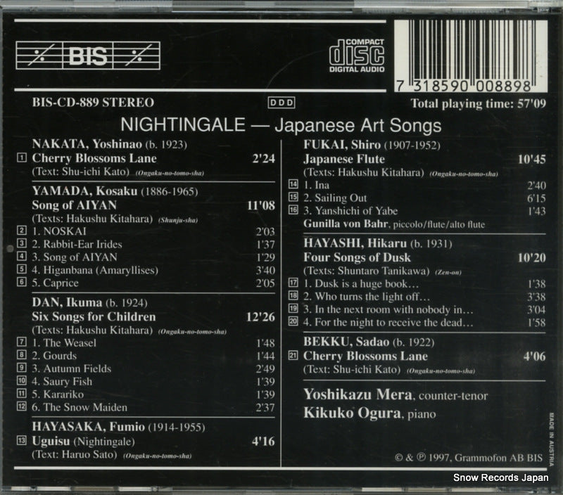 KKCC-2250 / BIS-CD-889 / CD-889 back cover